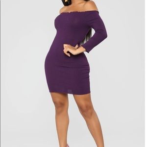 COPY - Fashionnova Purple Off the Shoulder Long Sleeve Ribbed Knit Bodycon Mini…